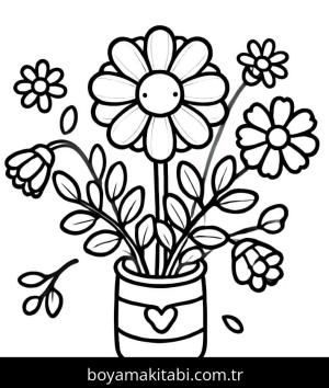 Çiçek Buketi boyama sayfası – boyama etkinliği, çocuk aktivitesi