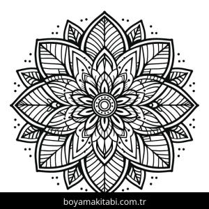 Çiçek Mandala boyama sayfası – çizgi film temalı, basit çizim