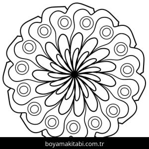 Çiçek Mandala boyama sayfası – sevimli karakter, sanatsal çalışma