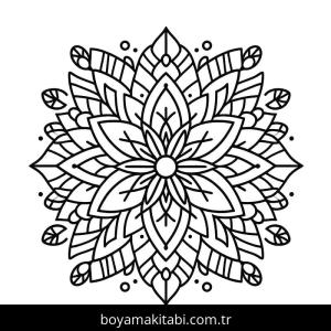Çiçek Mandala boyama sayfası – basit çizim, kolay boyama