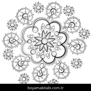 Çiçek Mandala boyama sayfası – renkli çizimler, okul öncesi