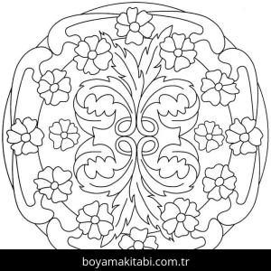 Çiçek Mandala boyama sayfası – sevimli karakter, sanatsal çalışma