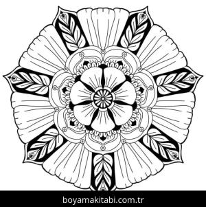 Çiçek Mandala boyama sayfası – yaratıcılığı geliştirir, keyifli zaman
