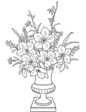 Çiçek Vazosu boyama sayfası,  coloring page, Serin Çiçek Vazo, 