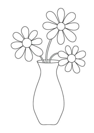 Çiçek Vazosu boyama sayfası,  coloring page, Normal Çiçek Vazo, 