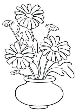 Çiçek Vazosu boyama sayfası,  coloring page, Temel Çiçek Vazo, 