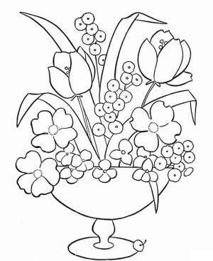 Çiçek Vazosu boyama sayfası,  coloring page, Çiçek Vazo 4, 