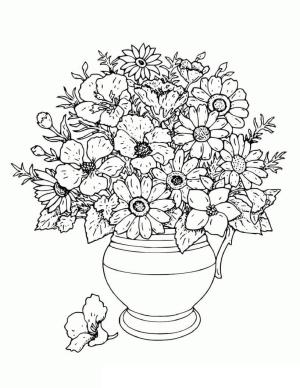 Çiçek Vazosu boyama sayfası,  coloring page, Güzel Çiçek Vazo, 