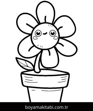 Çiçek boyama sayfası – basit çizim, kolay boyama