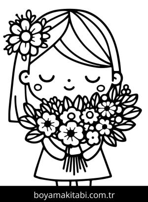 Çiçek boyama sayfası – çocuklar için, çizgi film temalı