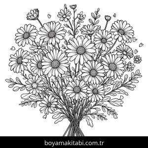 Çiçek boyama sayfası – sanatsal çalışma, çocuklar için