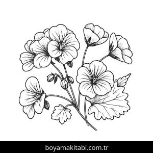 Çiçek boyama sayfası – sevimli karakter, sanatsal çalışma