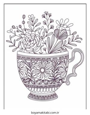 Çiçek boyama sayfası – renkli çizimler, okul öncesi