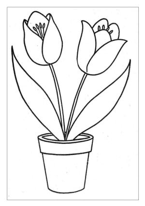 Çiçek boyama sayfası, Flower coloring page, , 