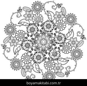 Çiçek boyama sayfası – sanatsal çalışma, çocuklar için