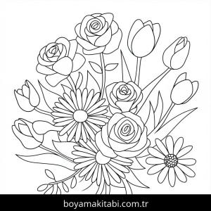 Çiçek boyama sayfası – okul öncesi, evde etkinlik