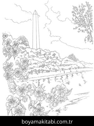 Çiçek boyama sayfası – sevimli karakter, sanatsal çalışma