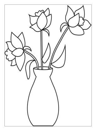 Çiçek boyama sayfası, Flower coloring page, , 