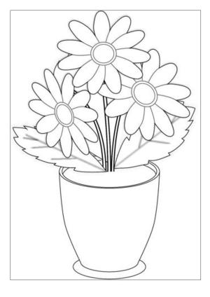 Çiçek boyama sayfası, Flower coloring page, , 