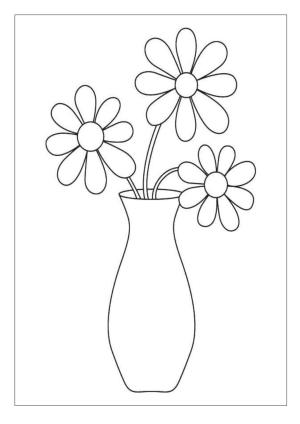 Çiçek boyama sayfası, Flower coloring page, , 