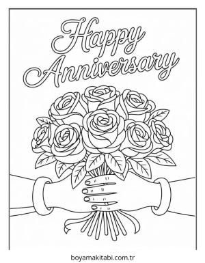 Çiçek boyama sayfası – sevimli karakter, sanatsal çalışma