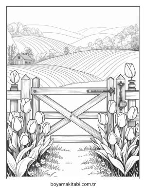 Çiçek boyama sayfası – kolay boyama, eğitici aktivite