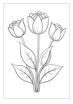 Çiçek boyama sayfası, Flower coloring page, , 