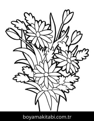 Çiçek boyama sayfası – el becerilerini geliştirir, boyama çalışması