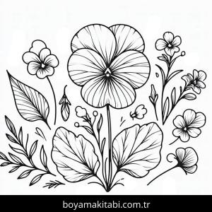 Çiçek boyama sayfası – çizgi film temalı, basit çizim