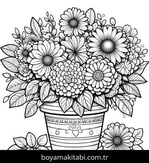 Çiçek boyama sayfası, Flower coloring page, , 