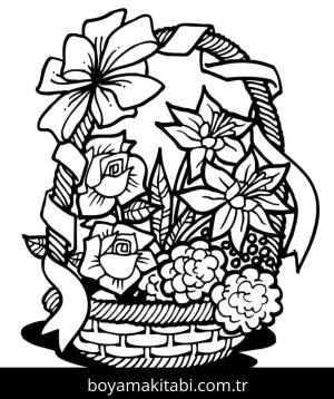 Çiçek boyama sayfası – kolay boyama, eğitici aktivite