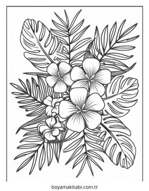 Çiçek boyama sayfası – sanatsal çalışma, çocuklar için