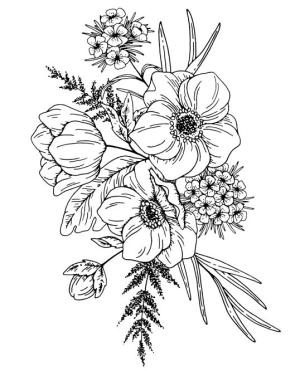 Çiçek boyama sayfası, Flower coloring page, , 