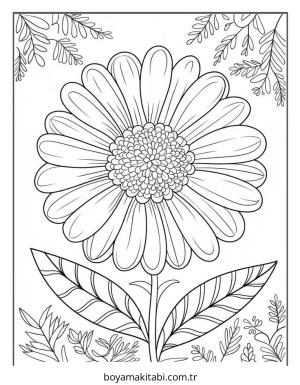 Çiçek boyama sayfası – el becerilerini geliştirir, boyama çalışması