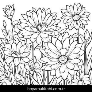 Çiçek boyama sayfası, Flower coloring page, , 