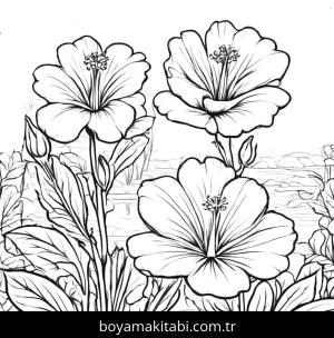Çiçek boyama sayfası, Flower coloring page, , 