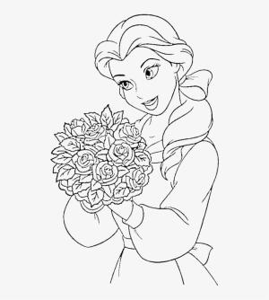 Çiçek boyama sayfası, Flower coloring page, Prenses Belle Çiçek Taşımak, 