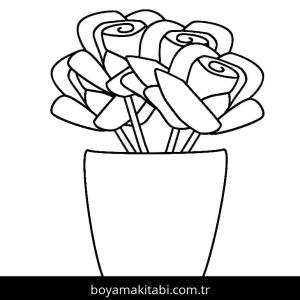 Çiçek boyama sayfası – basit çizim, kolay boyama