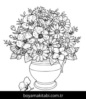 Çiçek boyama sayfası – el becerilerini geliştirir, boyama çalışması