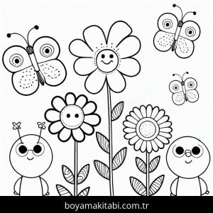 Çiçek boyama sayfası – okul öncesi, evde etkinlik