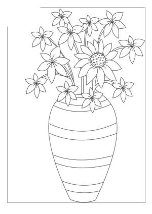 Çiçek boyama sayfası, Flower coloring page, , 