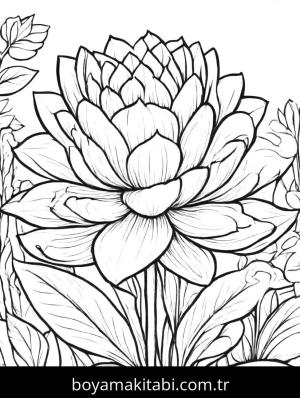 Çiçek boyama sayfası, Flower coloring page, masalsı, modern, çocuklar için