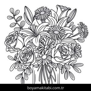 Çiçek boyama sayfası – boyama çalışması, yaratıcılığı geliştirir