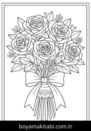 Çiçek boyama sayfası, Flower coloring page, , 