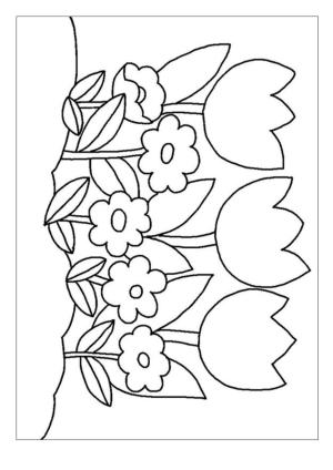 Çiçek boyama sayfası, Flower coloring page, , 