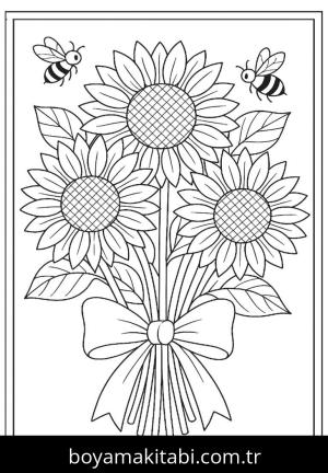 Çiçek boyama sayfası, Flower coloring page, , 