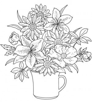 Çiçek boyama sayfası, Flower coloring page, Muhteşem Saksı, 