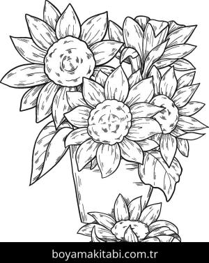 Çiçek boyama sayfası – el becerilerini geliştirir, boyama çalışması