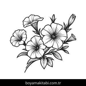 Çiçek boyama sayfası – PDF indir, sevimli karakter