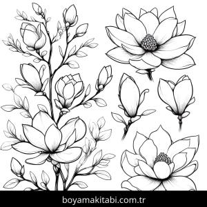 Çiçek boyama sayfası – okul öncesi, evde etkinlik